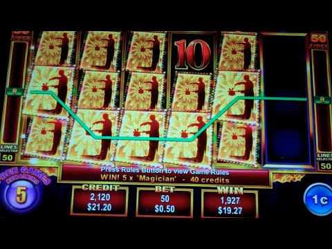 Triple Magic Slot Machine Bonus - 10 Free Games with Stacked Premium Symbols + Wilds - Big Win