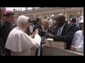 marius tresor and thierry roland with the pope, after the general audience in rome.