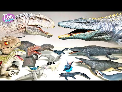 HUGE MOSASAURUS VS INDOMINUS REX COLLECTION! Jurassic World Dinosaur Toys and Action Figures!