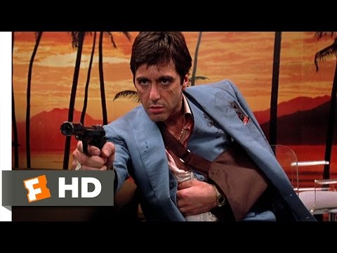 Tony Montana - Scarface Movie Clip - watch all clips http://j.mp/yFtoj3 click to subscribe http://j.mp/sNDUs5 Tony (Al Pacino) takes out Frank (Robert Loggia) and Mel (Harr...