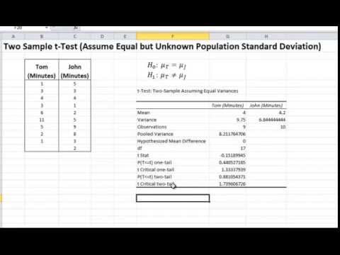 how to use t test in excel 2010