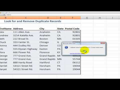 how to remove duplicates in a excel