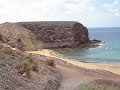 Papagayo beech in Lanzarote on a windy day