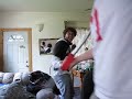 David and Mikey in an epic sword fight.