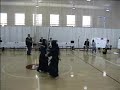 2004 Annual Harvard Invitational Shoryuhai Intercollegiate Kendo Tournament, Court A, first team game, Fukusho match, UCSD=white, Harvard B=red.  UCSD Fukusho is Shimizu-san, Harvard B Fukusho is Chen (me).  Shimizu-san scores men points starting at  19 seconds and 2:12 minutes to win; UCSD wins Fukusho match.  Complete team tournament player stats:Shimizu-san scored a total of 4 men and 4 kote out of a total possible 18 points (9 games including quarter-, semi-, and final).Shimizu-san lost 1 men pointChen scored a total of 5 men, 3 kote, and 1 do out of a total possible 12 points (Harvard B did not advance to quarterfinals).Chen lost 2 men pointsNote:  UCSD placed 2nd in the team tournament.This is the first game in the 2004 tournament for both teams.  In general, college players start practicing kendo when they first start college.For more information about the Shoryuhai, please visit: http://www.hcs.harvard.edu/~kendo/shoryuhai.php    Thanks to:Game - Shimizu-san, (me), Shimpan,          Courtside Staff, Harvard        UniversityTournament Logistics - J. Jin, HRKC, HRKCAARecords - Courtside Staff, J. JinEquipment and Footage - C.K. Lin, J.H. LuCamera Operation - Hiroko(Post-Production - me)