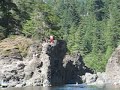 Jumping into the water