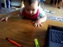 anni climbs upto the table
