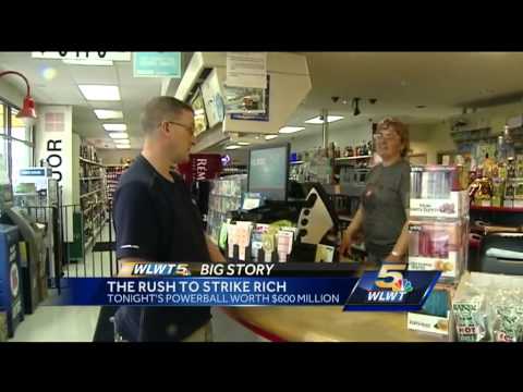wlwttv - Saturday's Powerball jackpot climbs to a record $600 million.