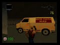 this is duke nukem: zero hour (for the nintendo 64)- part 1 of level 01- mean streets. finally, some action. don't get hit by the tank shells or get crushed by it- it's instant death. also, monsters: green lizard man with silver white armor- enforcer- armed with a m80 pulse blaster. green lizard man with golden brown armor- enforcer captain- armed with dual m80 pulse blasters. police attire pig- pig cop- armed with a claw 12 shotgun. armored pig with gas grenades- riot pig- armed with a ...