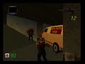 this is duke nukem: zero hour (for the nintendo 64)- part 1 of level 01- mean streets. finally, some action. don't get hit by the tank shells or get crushed by it- it's instant death. also, monsters: green lizard man with silver white armor- enforcer- armed with a m80 pulse blaster. green lizard man with golden brown armor- enforcer captain- armed with dual m80 pulse blasters. police attire pig- pig cop- armed with a claw 12 shotgun. armored pig with gas grenades- riot pig- armed with a ...