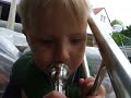 Gero -  2 years old - plays Trombone / Posaune