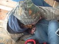 catching a crappie.phone down in the lake