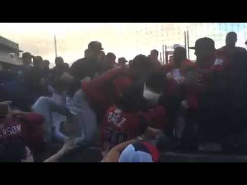 Brawl - This view from behind home plate of the fight between Reno and Albuquerque was taken on Saturday, July 26th 2014.