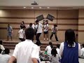 stephanie, claire, erica, elsa, dorothy, annabel, matt, amrish dancing to high school musical on youth night.