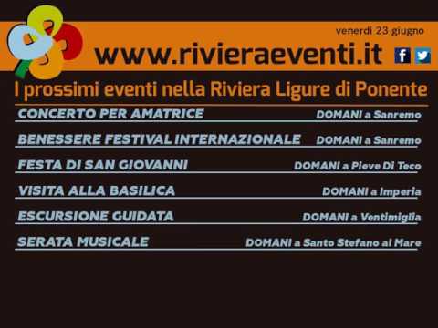GLI APPUNTAMENTI DI RIVIERA EVENTI DI VENERDI 24 GIUGNO 2017
