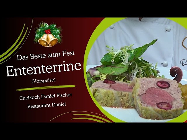 Ententerrine mit lila Kartoffeldressing und Apfelkompott