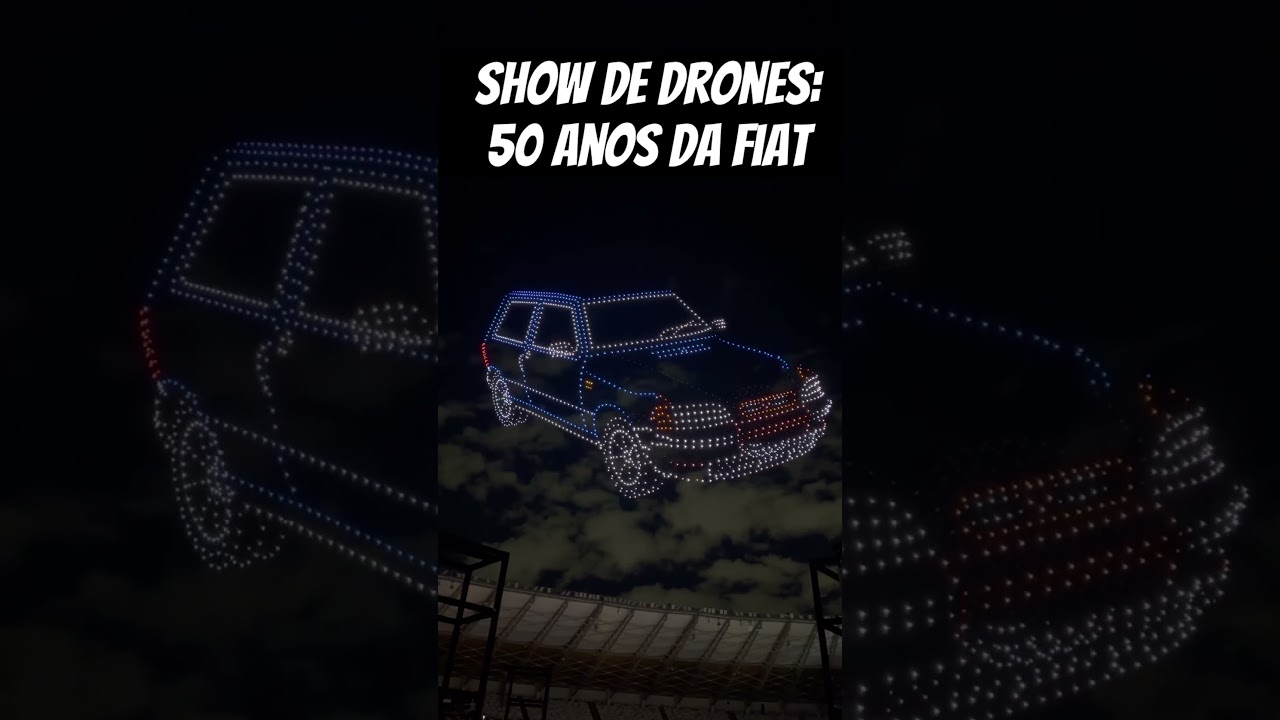 HOMENAGEM AO FIAT 147, UNO E PALIO nos 50 anos da Fiat. Teve um show de drone para comemorar a data