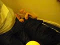 Sleeping bag + bucket of cheeky vimto + stairs = FUN!