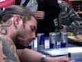 ich bei einer WWE Autogrammstunde mit Jeff hardy und Beth Phoenix