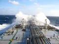 navigating, crude oil tanker in the sea