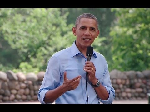 President Obama at a town hall in Minneapolis