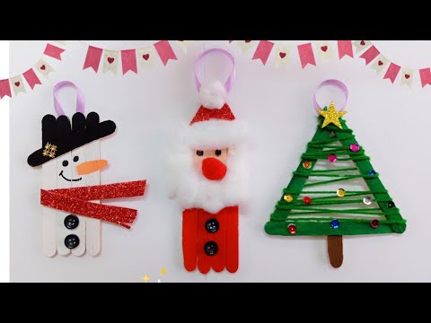Popsicle Sticks Christmas Ornaments/Popsicle Stick Snowman Santa Christmas Tree/Christmas Decoration Popsicle Sticks Christmas Ornaments/Popsicle Stick Snowman Santa Christmas Tree/Christmas Decoration