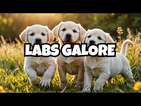 Lab puppies playing and tumbling