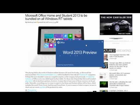 Microsoft Office Home and Student 2013 to be Bundled on ALL Windows RT Tablets. (Office 2013)