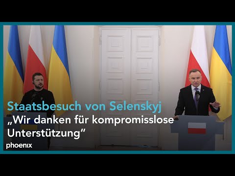 Pressekonferenz von Wolodymyr Selenskyj (Präsident der Ukraine) und Andrzej Duda (Präsident Polen)