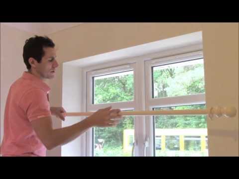 how to fit eyelet curtains to pole
