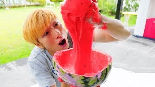 Giant watermelon slime pretend play for kids &