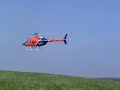 Der Erstflug meines VARIO Big Jet-Ranger. Motor Zenoah G-230 , Rotordurchmesser 181cm , Abfluggewicht 12kg