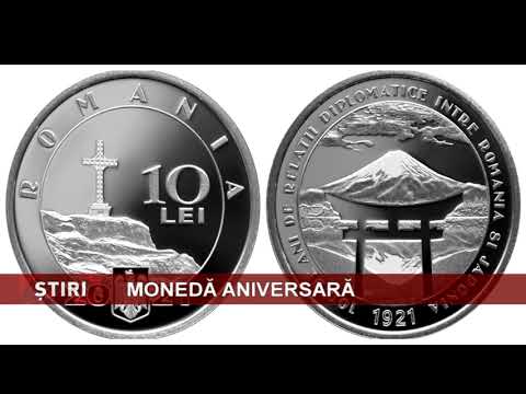 Monedă aniversară privind relațiile diplomatice între România și Japonia, emisă de B.N.R