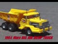 this is my marx big job dump truck. i don't see many of these toys in working condition anymore, so take a moment and enjoy this classic toy in action. i got my first one on christmas day 1964. this toy was on everybody's x-mas list that year. 
**please don't panic! a parts truck was used in the gravel scene. (the only function that works on it is dumping.) i would never put a mint condition toy in harms way.** joe v.
i have big job instructions and a limited number of reproduction battery covers and terminals available!!
contact me if you are interested!