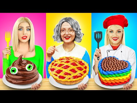 Play this video Me vs Grandma Cooking Challenge! Secret Cake Decorating Ideas by RATATA