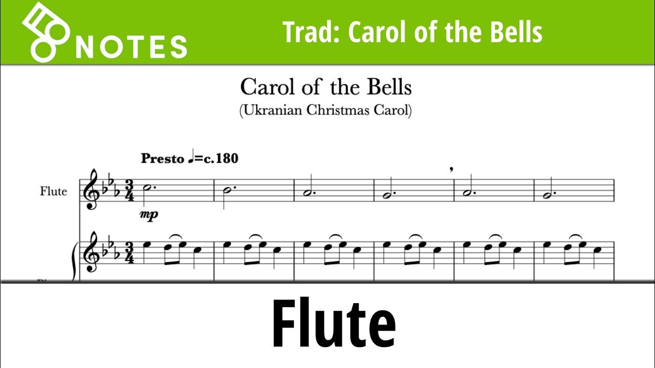 Carol of the Bells  - arranged for Flute & Piano (Video Score)