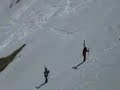 Cornice jump in the Bucegi Mountains at Omu Peak