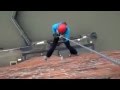 Rosie Haith abseiling Grimsby Dock Tower for NSPCC