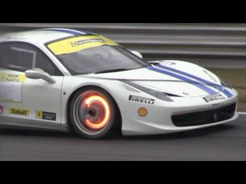 Ferrari 458 Challenge – Glowing Brakes & Full Throttle Acceleration LOUD SOUND!