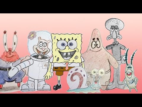 how to draw spongebob characters