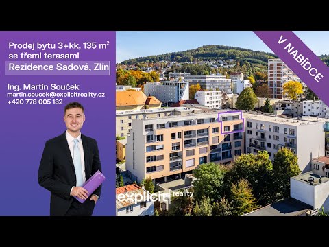 Video Prodej exkluzivního bytu 3+kk, 135 m² se třemi terasami - Rezidence Sadová, Zlín