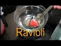 Basic Spherification Molecular Gastronomy ravioli with no pasta.