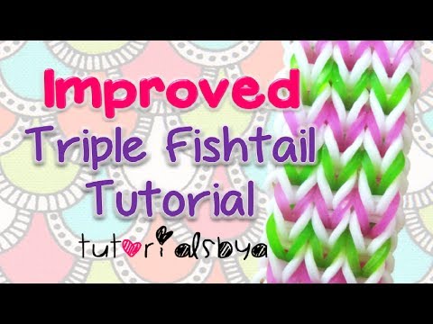 NEW & IMPROVED Triple Fishtail Bracelet Rainbow Loom Tutorial- EASY VERSION- OFFICIAL VIDEO