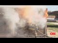 Paląca się smoła kapała na strażaków w czasie pokazów