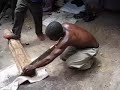 Sawing ebony wood
