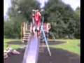 scooting down a slide