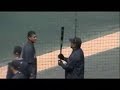 Mariners pitchers take BP Mariners pitchers take BP