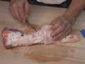 boning a trotter for pieds de cochon farcis