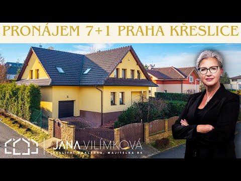 Video Prostorný rodinný dům 7+1 k pronájmu v Praze Křeslicích se zahradou 713 m² a terasou