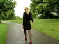 Annette Schwarz smoking in a park
